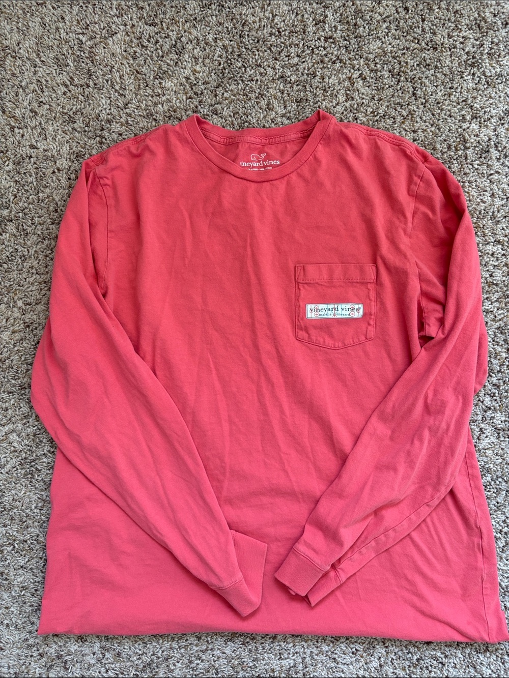 Vineyard Vines Men's Long-Sleeve Pocket Tee - Coral Pink